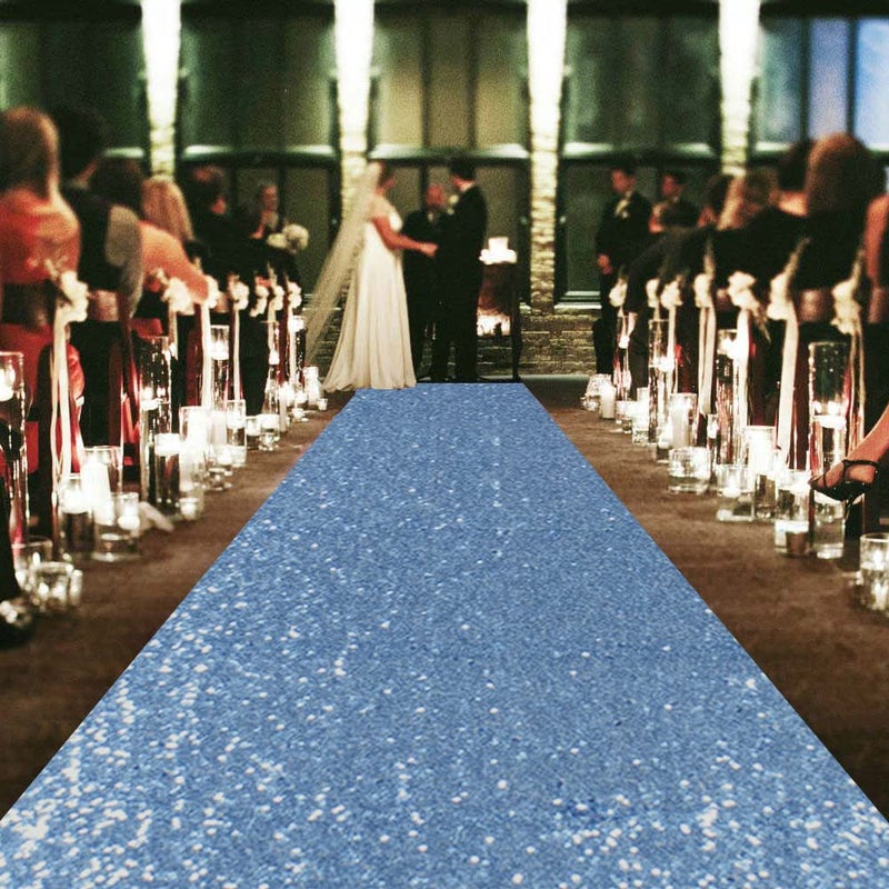 ShinyBeauty Baby Blue Sequin Aisle Runner 4x15 Feet - Sparkling Wedding Aisle Carpet for Indoor Ceremonies, Bridal Showers, Receptions - Image 1